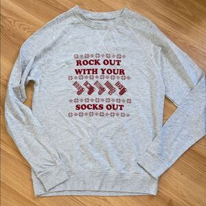 NEW SMP Gray Graphic Holiday Sweatshirt Top Size Small